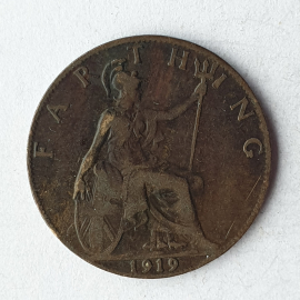 Монета один пенни, Великобритания, 1919г.